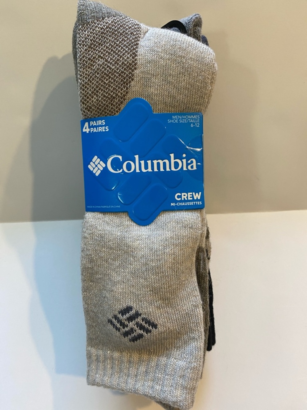Mens Columbia Crew Socks SZ 6-12 Wool Blend 4 Pairs New